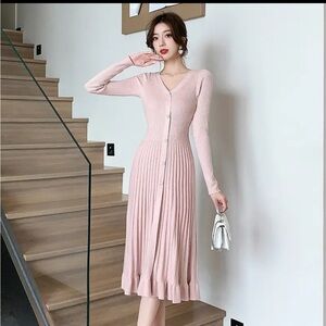 Blush/ light pink sweater midi dress